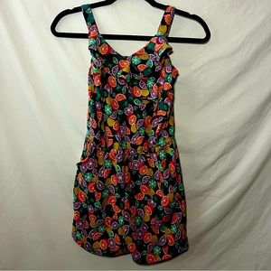 Girls Printed Ruffle Top Romper Size 10-12